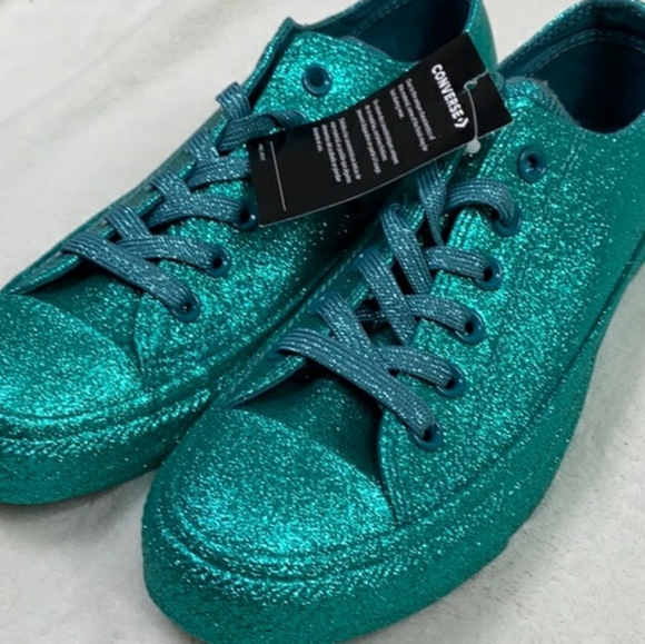 sparkly teal converse
